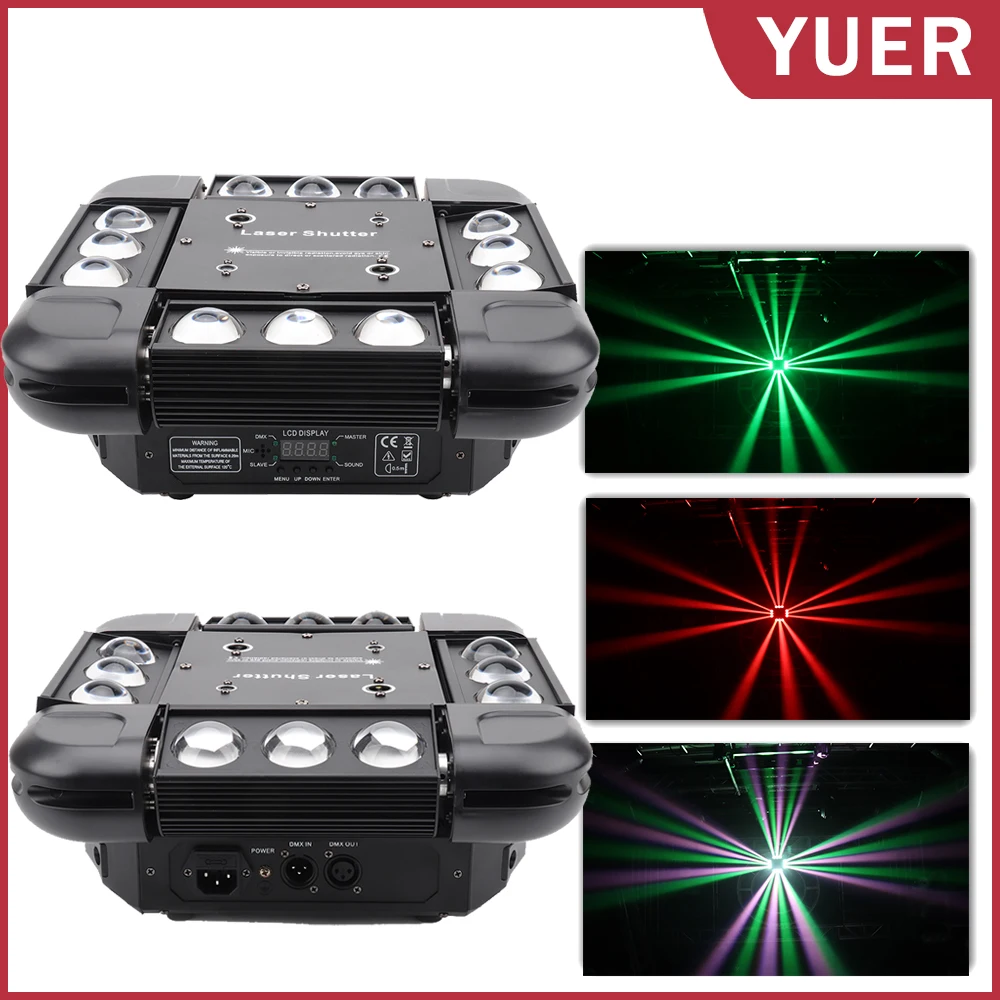 

LED 12X10W RGBW 4in1 Beam RG Laser W Strobe Moving Head Light DMX512 Control for NightClub DJ Disco Party Wedding Decoration