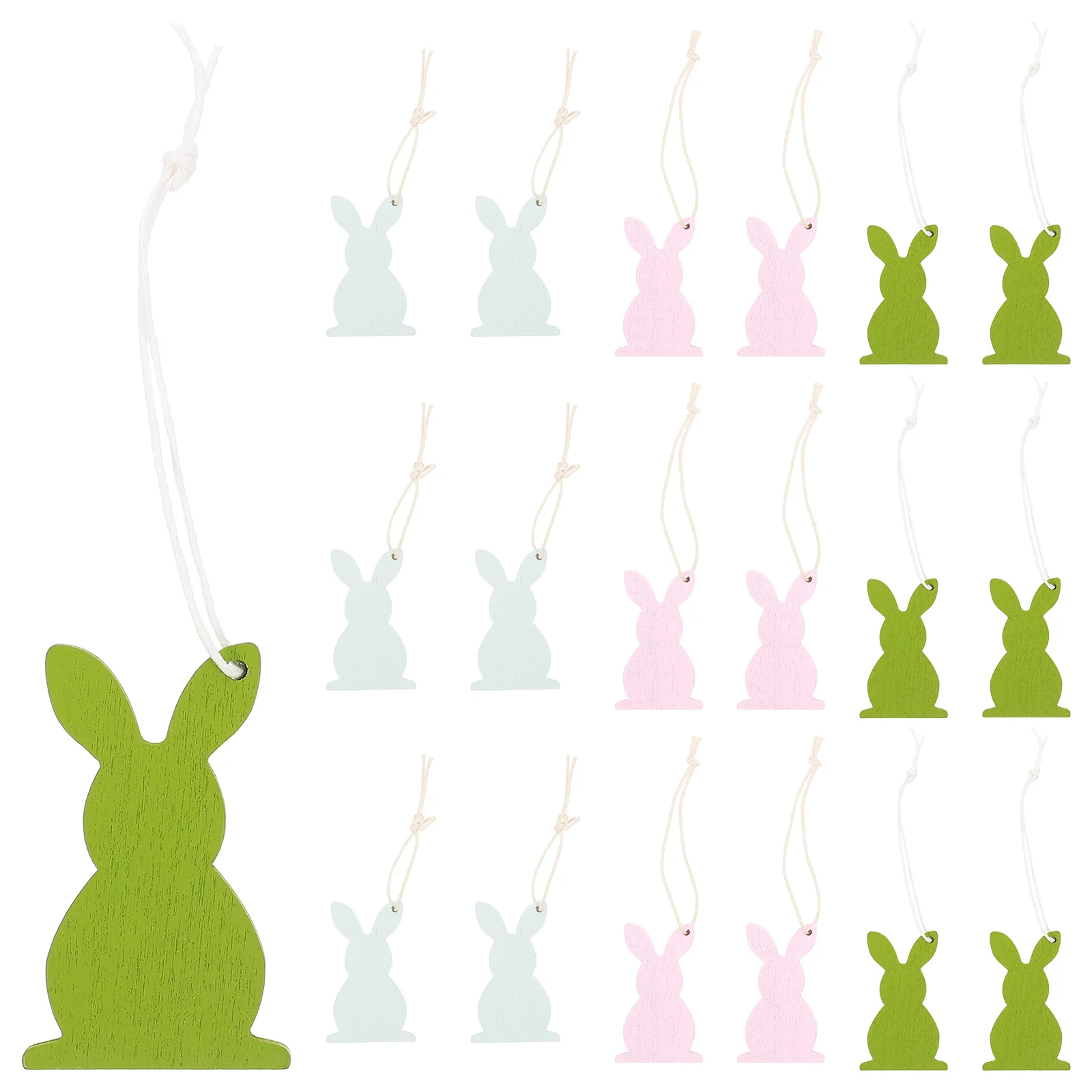

18 Pcs Easter Wood Hanging Tags Bunny Decor Decoupage Ornaments Crafts Wooden Egg Home Accessories Embellishments Unfinished