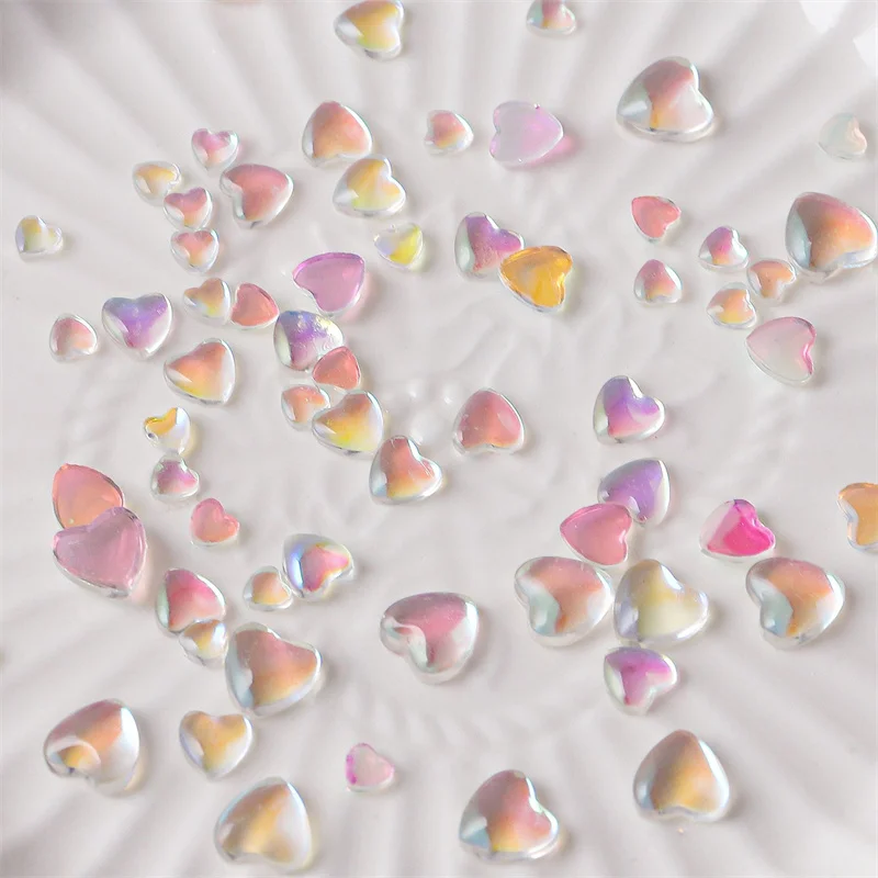 

50pcs Auaora Heart Crystal Rhinestones Nail Art Charms Mini Love Design Nail Decorations DIY Manicure Kawaii Accessories Jewelry