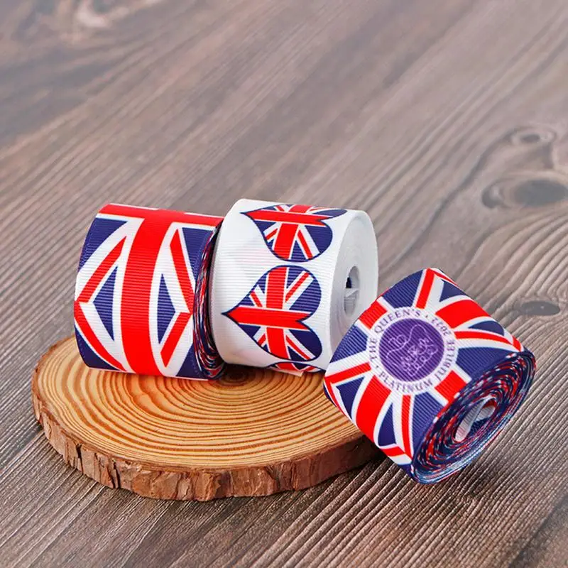 

Queens Jubilee Ribbon 15FT Union Jack Ribbon Roll British Flag Trimmings Braid DIY Ribbons For Queen's Jubilee Parties Crafts