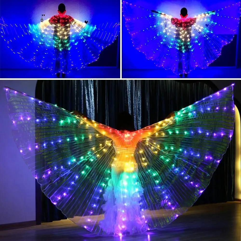 

With Telescopic Sticks Belly Dance Wings Glowing Luminous LED Wings Butterfly Fluorescent Shows Performance Costume Adult