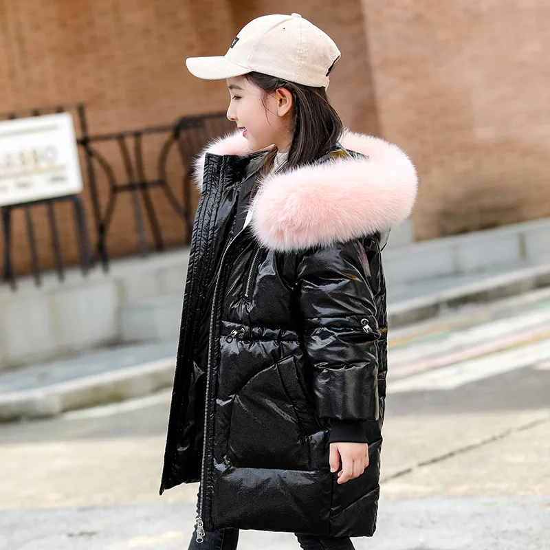 

Зимняя пуховая куртка для девочек-подростков, водонепроницаемое пальто с капюшоном из искусственного меха, Детская верхняя одежда, детская...