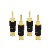 4pcs goldrhodium plated banana plug connector speaker cable banana plug with lock audio speaker wire terminal jack connector
