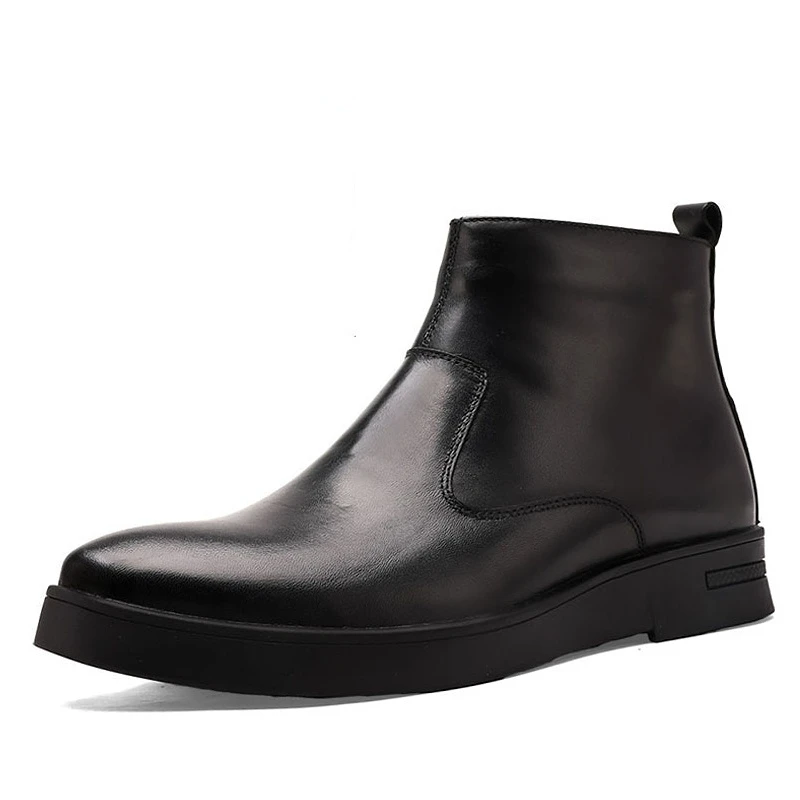 

Plus Size Boots Men Natural Leather Winter Boots Top Quality Waterproof Autumn Winter Shoes Platform Ankle Snow Boots Shoes