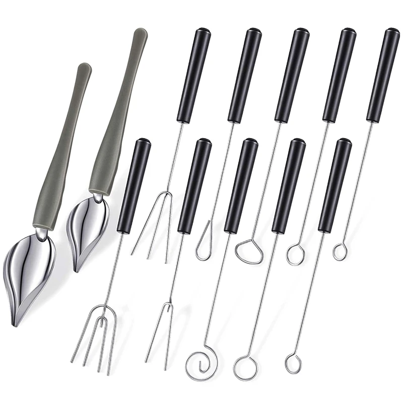 

12 Pieces Candy Dipping Tools Set Included Chocolate Dipping Fork Spoons Culinary Decorating Spoons Chef Art Pencil