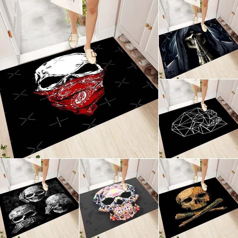

Skull Art Rugs and Carpets for Home Living Room BedRoom Decoration Area Rug Doormat Kitchen Bathroom Non-slip Mat Cartoon Rugs