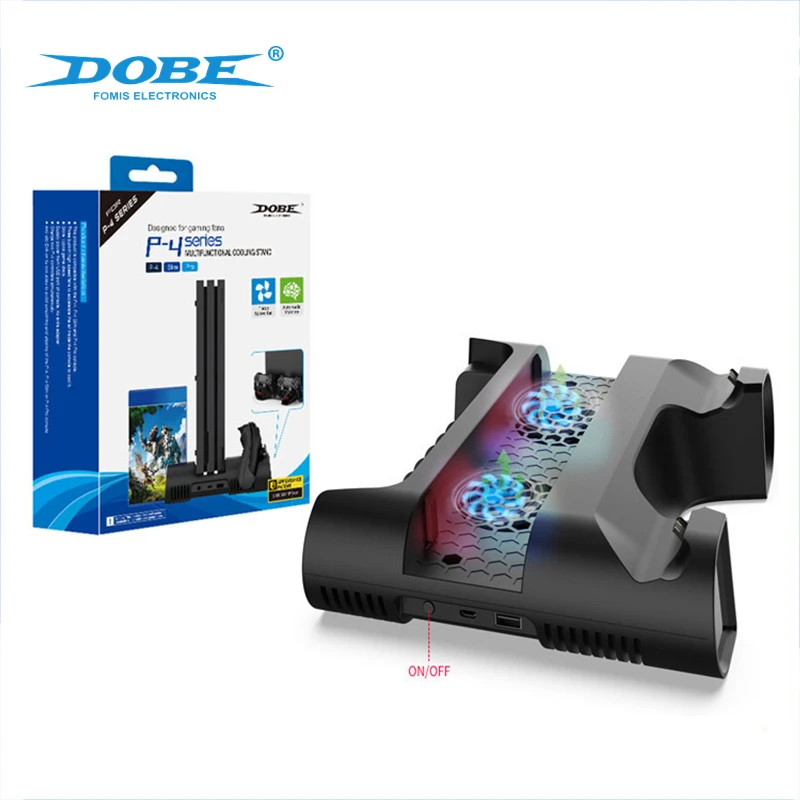 

New DOBE TP4-0406 Vertical Stand For PS4 Pro Slim Handle Charging Base Dock For PS4 Pro Cooling Fan Double Charger
