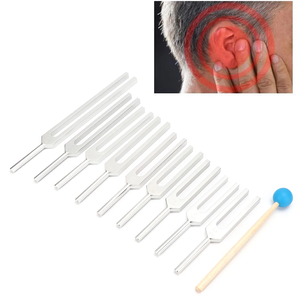 9Pcs 174/ 285/ 396/ 417/ 528/ 639/ 741/ 852/ 963HZ Massage Therapy Acupoint Relax Tuning Fork Sound Healing Therapy Tool Set