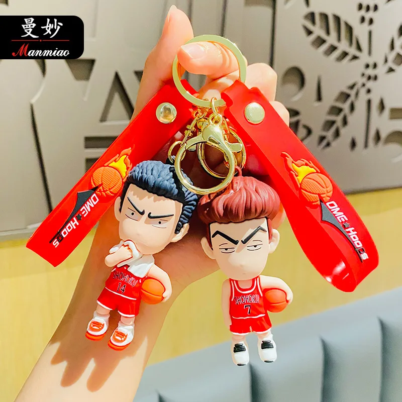 

Anime Slam Dunk Kaede Rukawa Sakuragi Hanamichi Q version Figure Toys Manga Figurine Key chain Bag pendant Model Doll Gifts