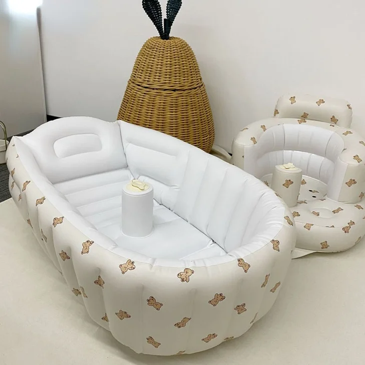 

Portable PVC Inflatable Baby Bathtub Folding Chair Newborn Cute Bear