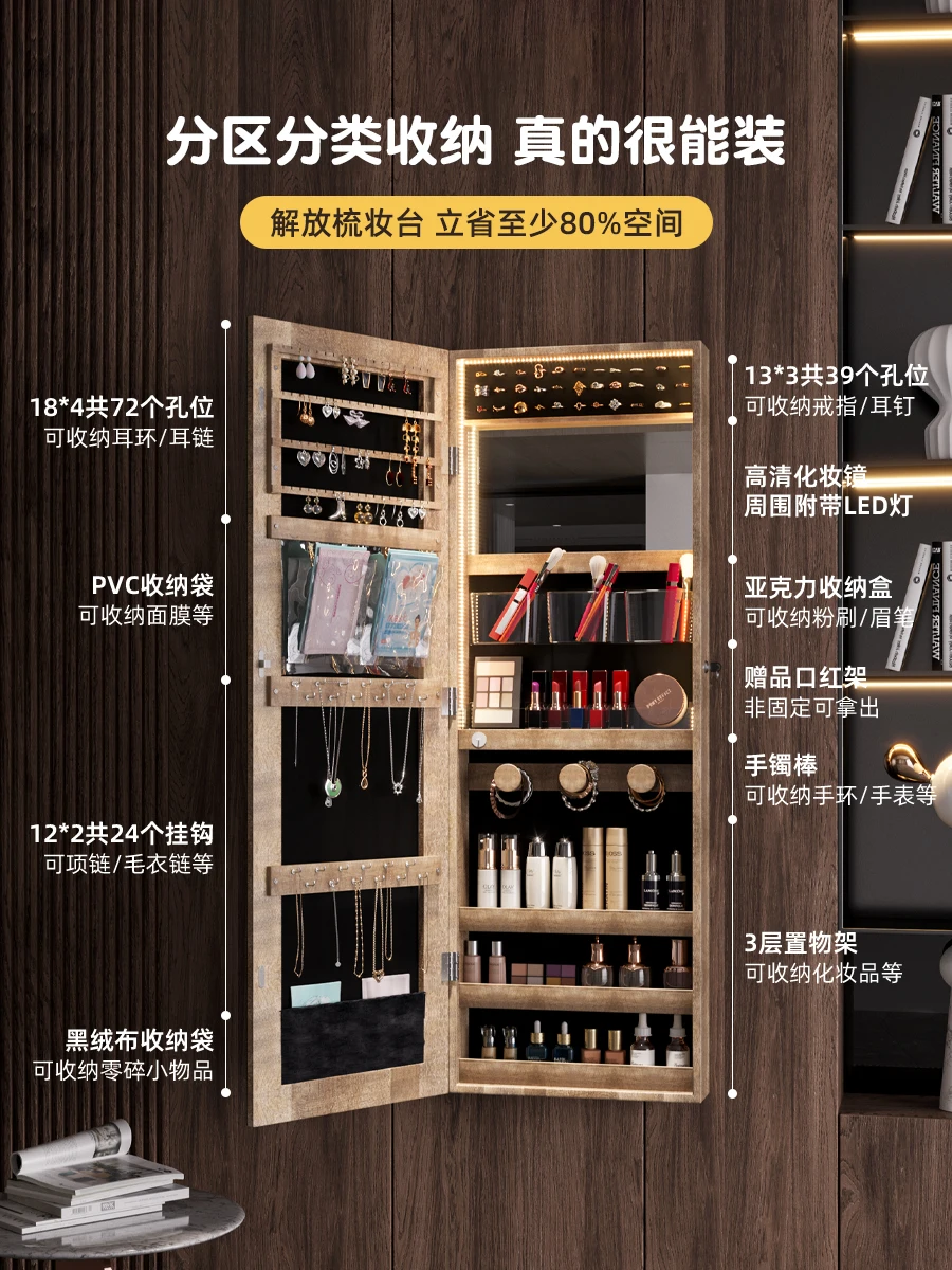 Настенное полноразмерное зеркало Yangyuan шкаф для макияжа спальни Безрамное