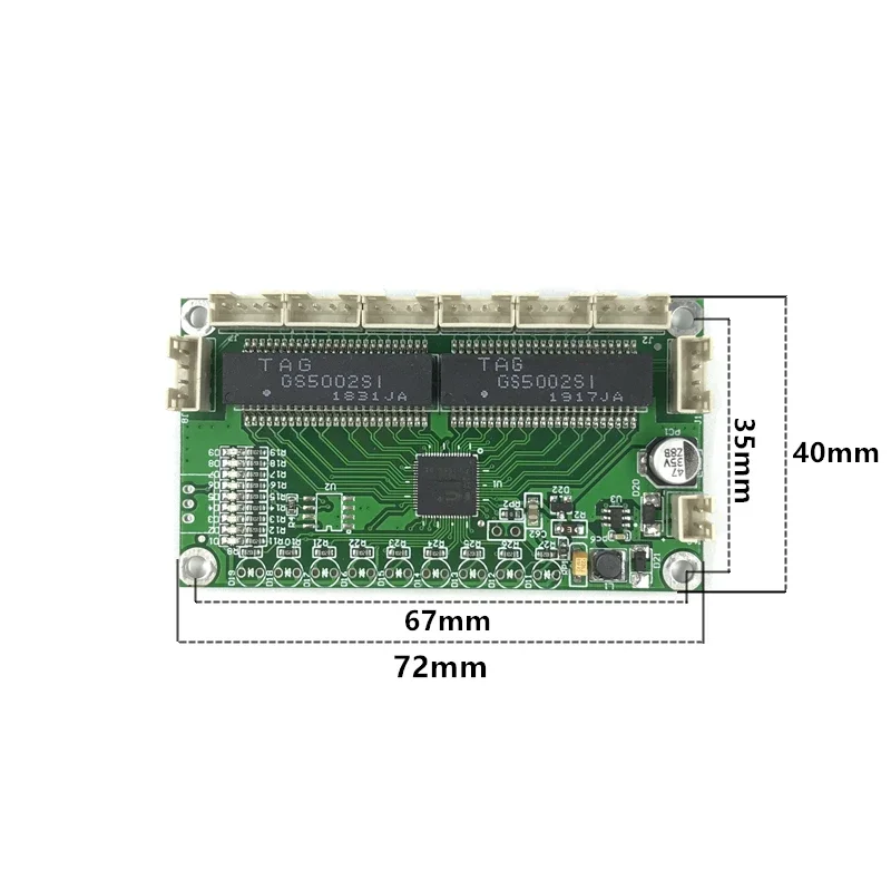 Неуправляемый 5/8-портовый 10/100M промышленный модуль коммутатора Ethernet PCBA OEM-порты с