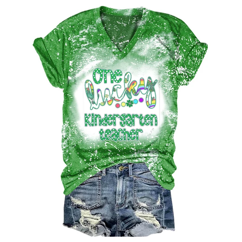 

Rheaclot One Lucky, Женская хлопковая футболка для учителей детского сада, женские футболки с графическим рисунком, топы