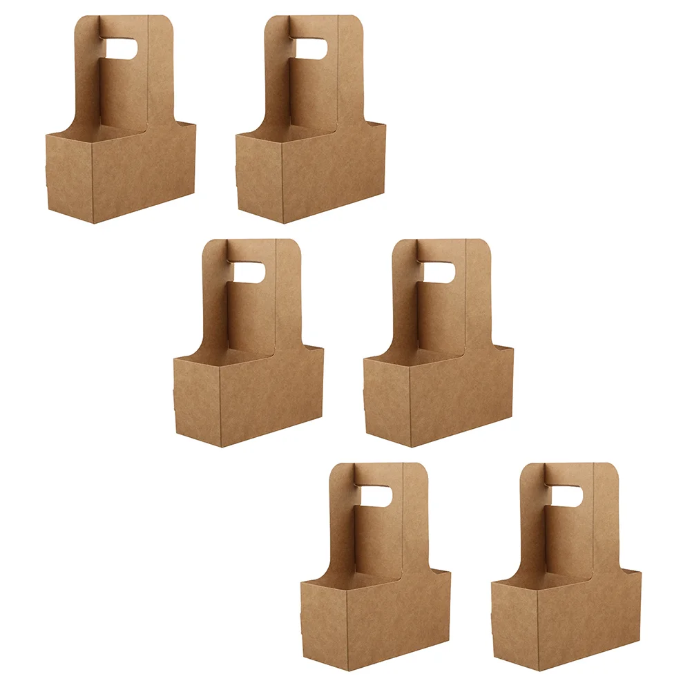 

Cup Carrier Drink Paper Holder Kraft Coffee Out Disposabletray Take Handle Paperboard Withfood Tea Holderstakeout Carriers