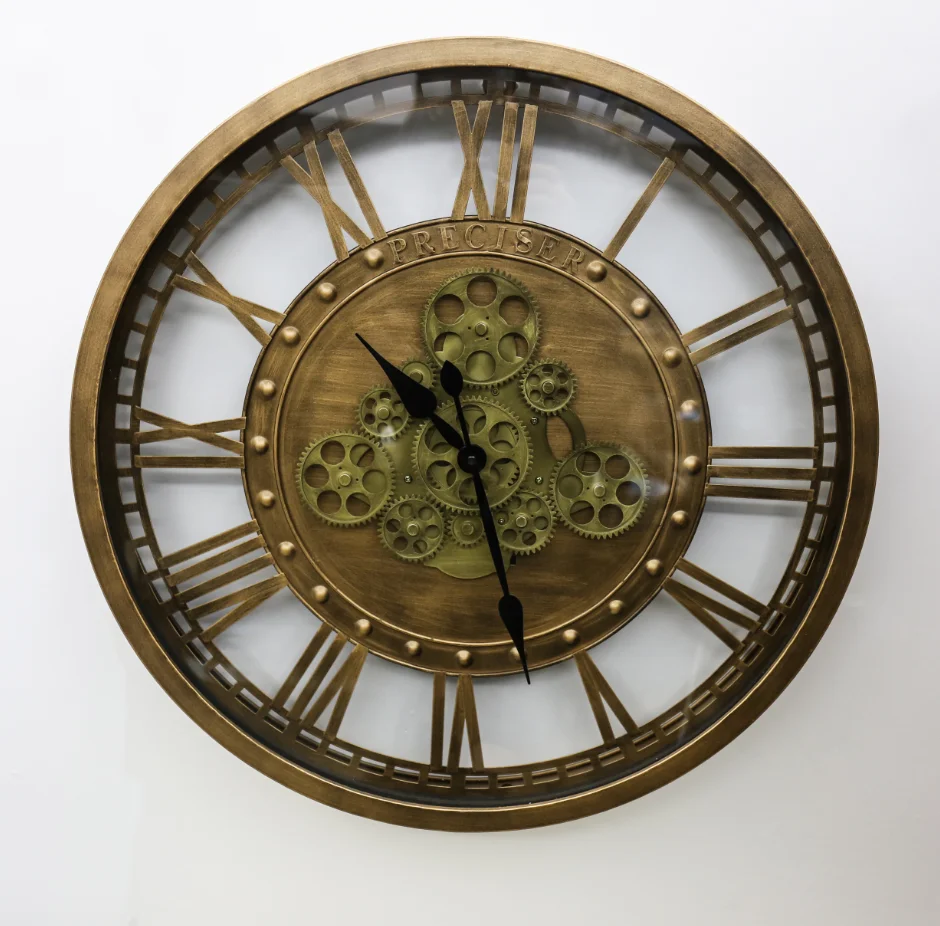 

Preciser Classical Vintage Wall Clock Metal Art Stainless Large Wall Clock