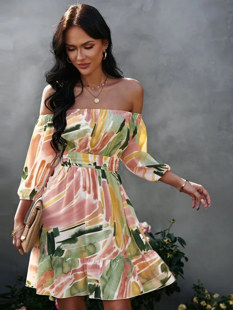 

Женское шифоновое платье с открытыми плечами, открытой спиной и оборками, без бретелек