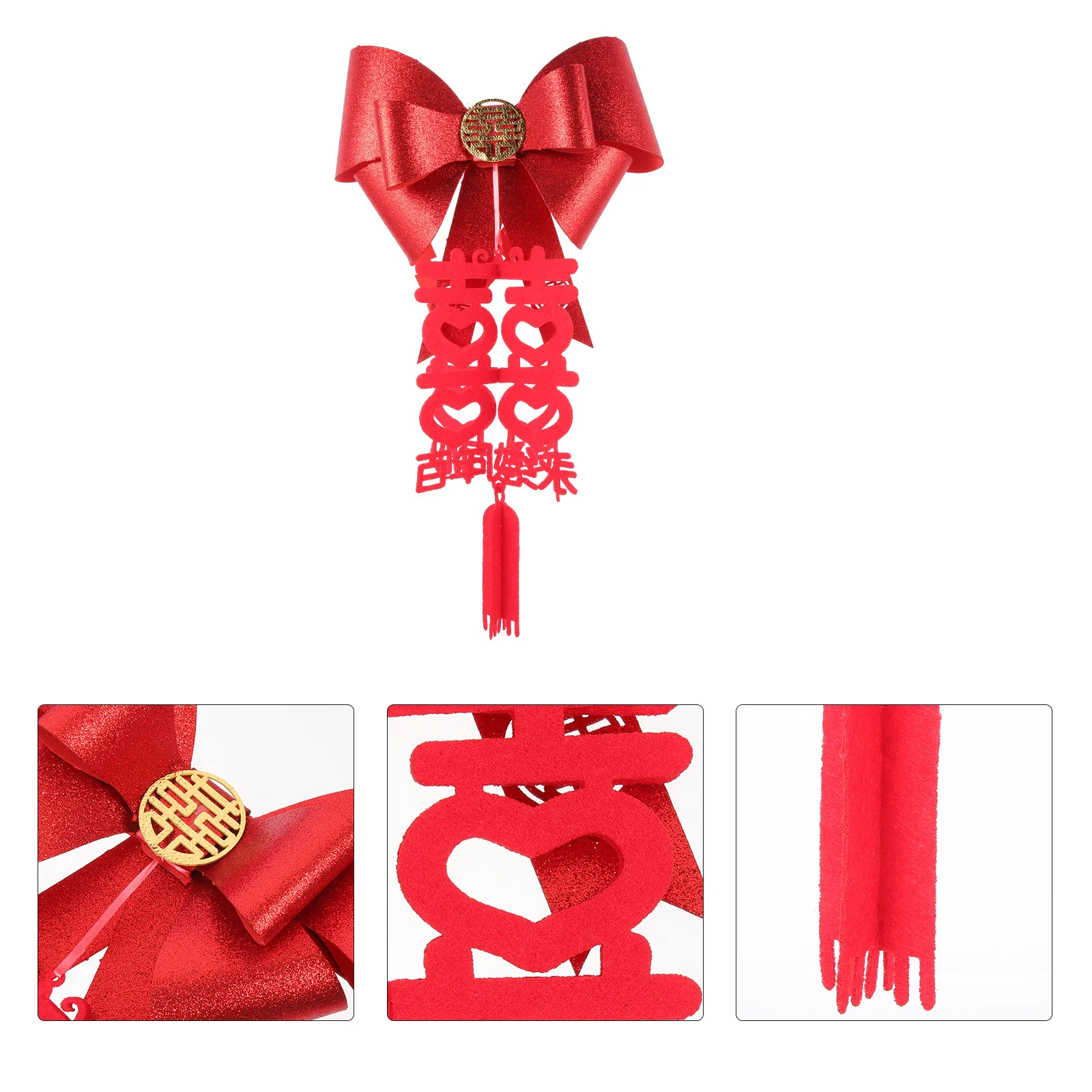 

Chinese Wedding Decoration Xi Character Hanging Room New Ornament Red Pendant Door Bowknot Sign Traditional Decordouble Layout