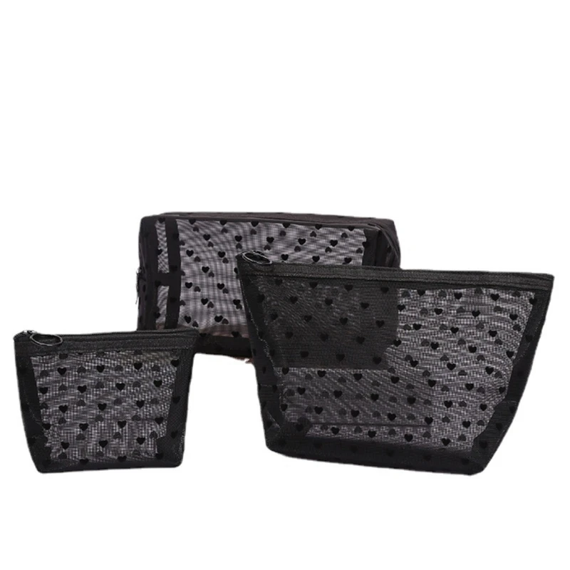 

63HC Mesh Makeup Toiletry Bag Zipper Travel Organizer Large Capacity Transparent Cosmetic Bags Container for Women Men