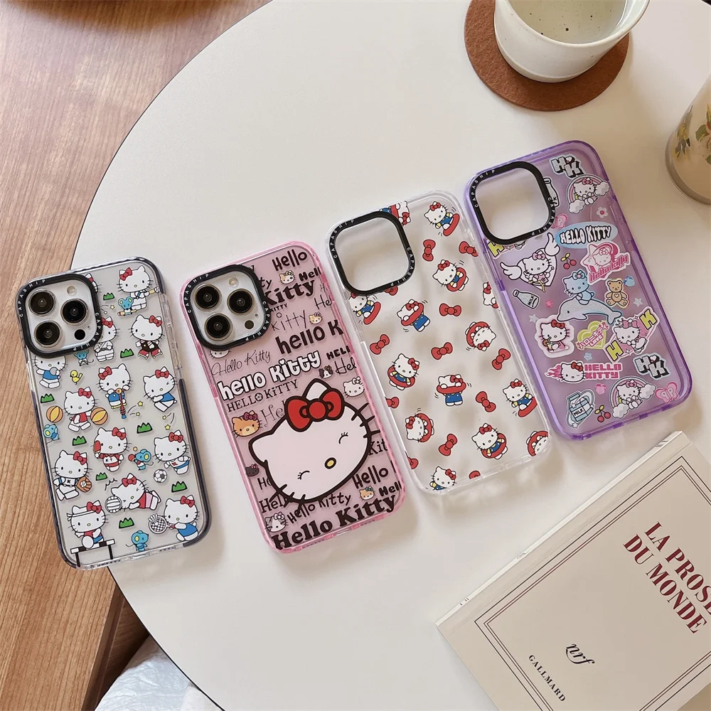 Miniso милый Hello Kitty для iPhone 15 16 promax 14 13 12 11 pro max чехлы телефонов прозрачный мягкий