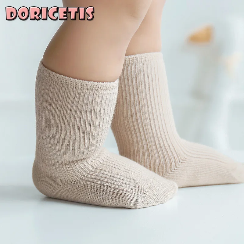 

Носки детские мягкие удобные однотонные из чесаного хлопка, дышащие впитывающие пот носки для младенцев, 3 пары в комплекте, носки для детей ...