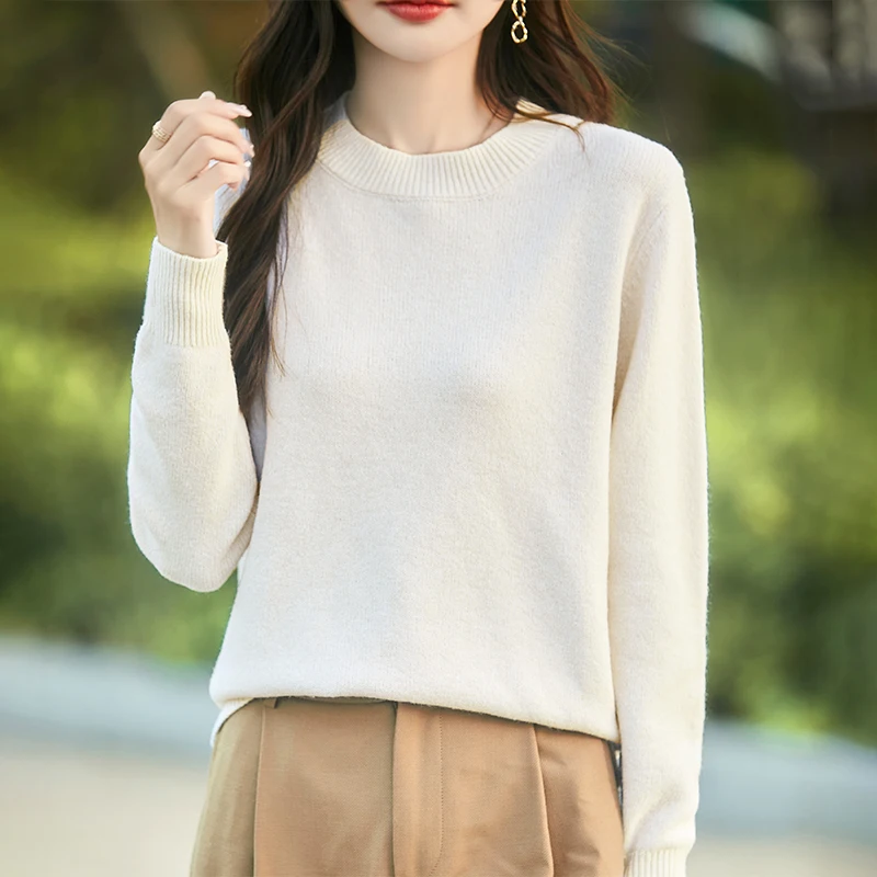 Женский свитер из 100% шерсти зимний с длинными рукавами необычные пряжи