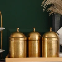 Brass India Imported Handmade Tea Jar Coffee Pot Sucrier Storage Jar Copper Storage Tank Set
