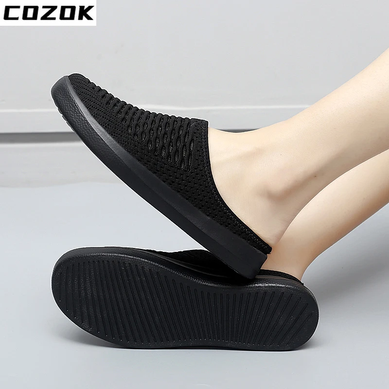 Women Sandals Half Drag Loafers Breathable Girls Walking Shoes Leisure Daily Casual Slippers Women Big Size 42 Ladies Slides