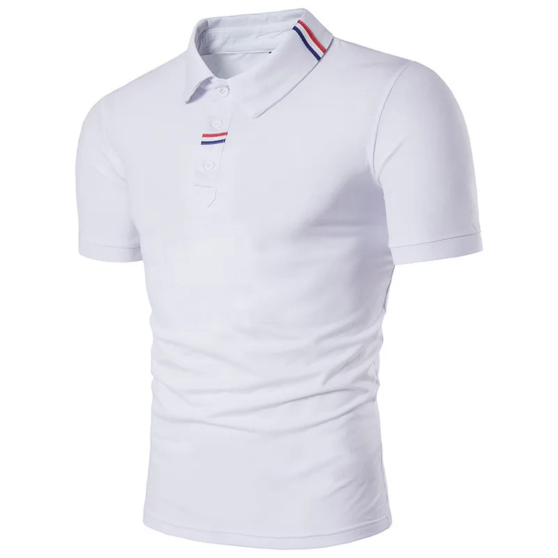 

Men Polo Shirt Summer Slim Solid Color Fashion Temperament Lapel Short-sleeved Business Casual Single-breasted Pullover Shirt