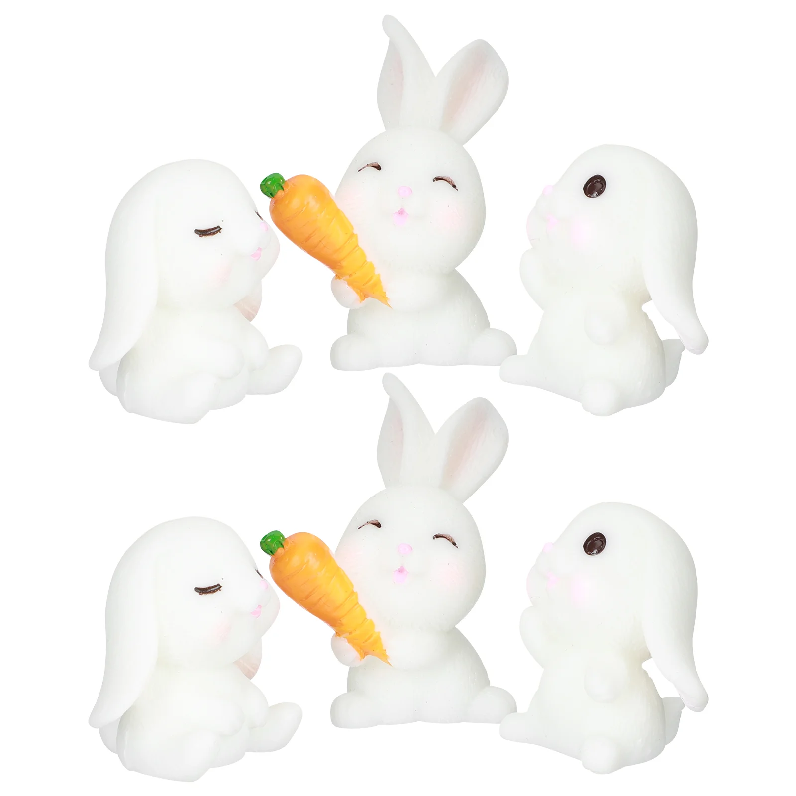 

Rabbit Statue Easter Garden Landscape Figurine New Year Fortune Ornament Decoration Cake Decors Bunny Bonsai Outdoorfavors Party