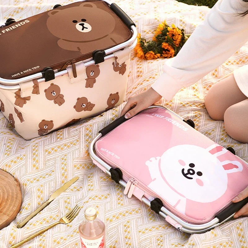 Модная переносная Корзина для пикника с изображением коричневого медведя