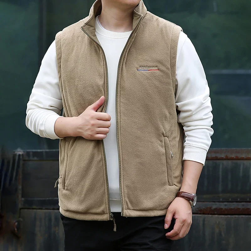 2023 Мужской флисовый жилет Зимняя уличная Двусторонняя одежда ветрозащитный