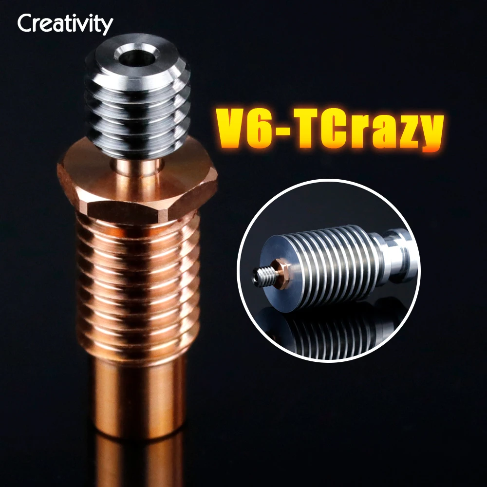 

High Quality All-Metal NF V6-TCrazy Heat Break Titanium & Copper 3D Printer Nozzle Throat For 1.75mm V6 Hotend Heater Block