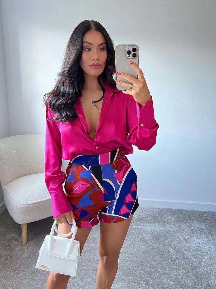 Женская Свободная блузка с цветочным принтом винтажная рубашка длинным рукавом