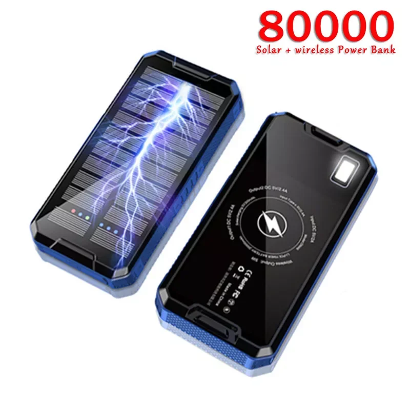 

2022NEW Solar battery mobile power 80,000 mA solar panel solar external battery mobile phone charger portable for iPhone Samsung
