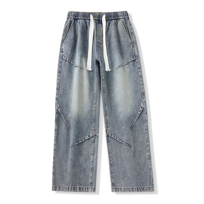 Джинсы мужские мешковатые прямые с широкими штанинами брюки из денима