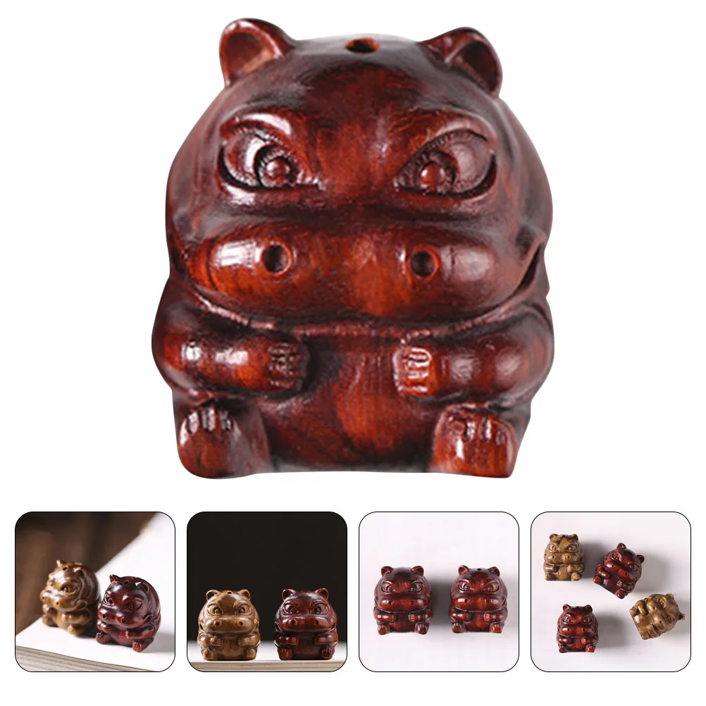 

Hippo Animal Beads Wooden Wood Ornament Charm Mini Figurines Jewelry Bead Hippopotamus Figure Tiny Decoration Pendant Figurine