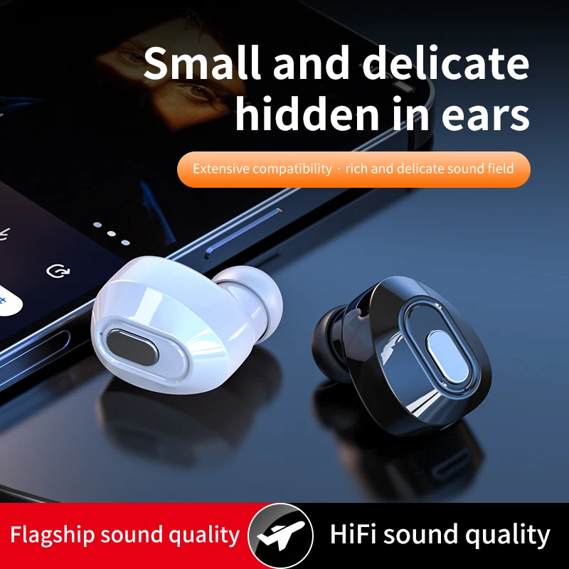 Фото Новая Bluetooth-гарнитура T13 с одним ухом, бизнес-Спортивная мини-гарнитура 5,2 для Android, Apple, сверхвыносливость, шумоподавление №2