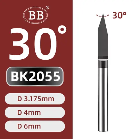BB Flat Bottom V Фрезы для гравировки 3.175 4 6 мм