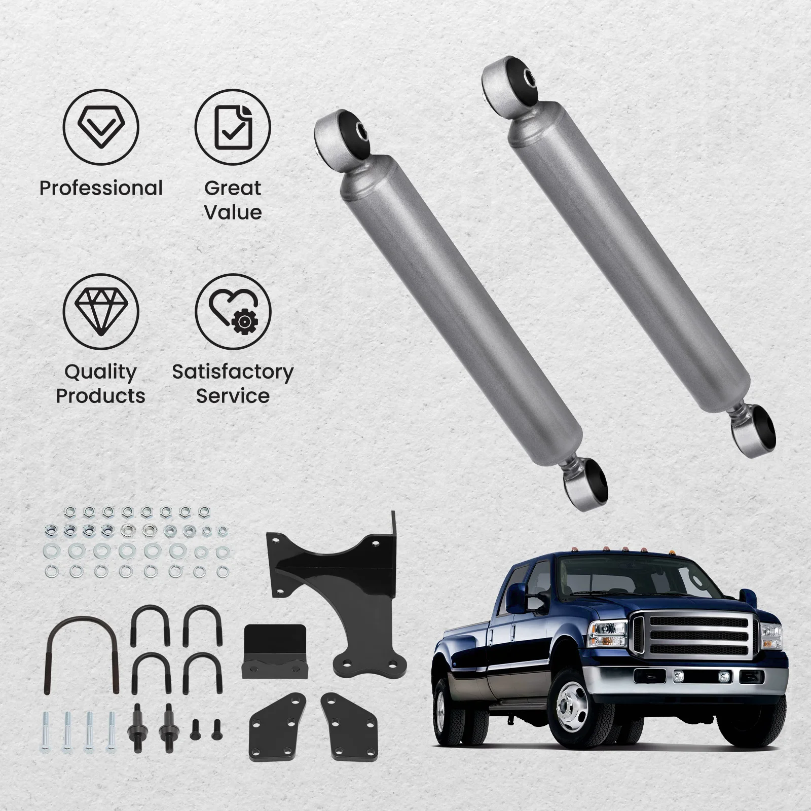 

New Super Duty Dual Steering Stabilizer for Ford F250 F350 2005-2016 17 4WD AID