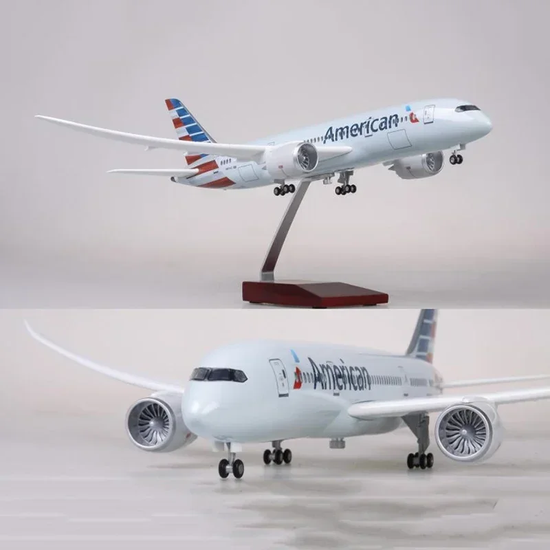 Фото Масштаб 1/130 47 см Самолет Boeing B787 Dreamliner Самолет Американский авиакомпания Модель W Свет и колесо Литой под давлением Пластиковый полимерный самолет №1