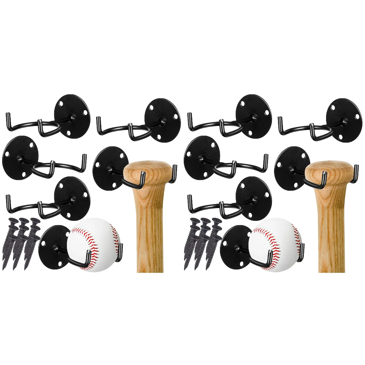 

12 Pcs Wall Mounted Baseball Bat Racks Multipurpose Bat Holders Display Hangers