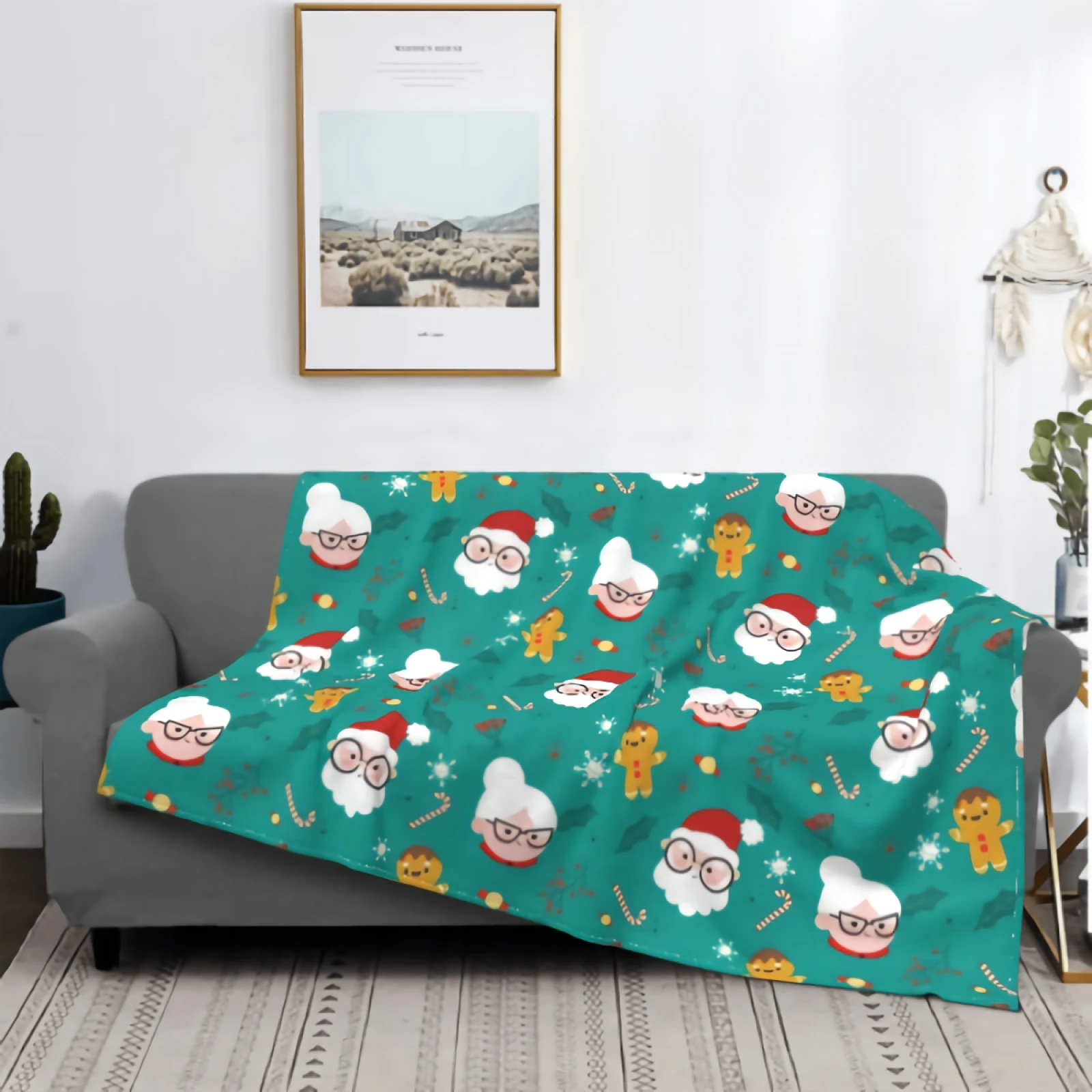 

Одеяло ручной работы с рождественским узором, мягкое удобное легкое Фланелевое покрывало с рождественским узором для дивана, кровати, дома...