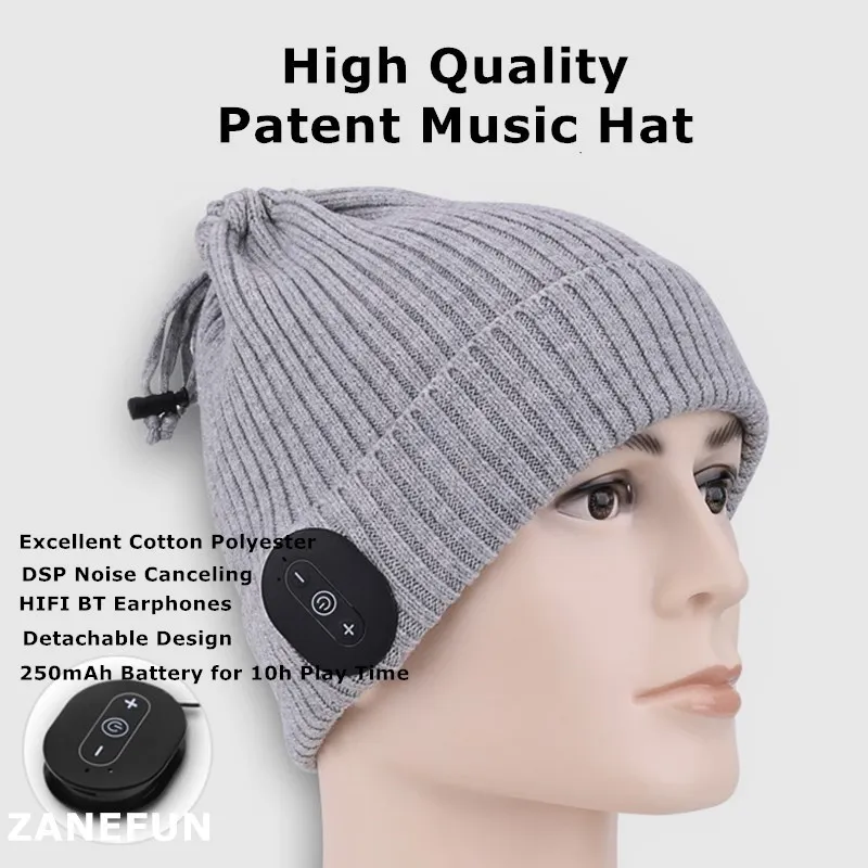 

Bluetooth 5.0 Music Hat Headphones With Receiver Speaker Warm Audio Winter Hat Usb Earphones Cap Bluetooth For Xiaomi Honor MP3