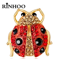 rinhoo exquisite lovely insect full rhinestone ladybug brooches for women red small ladybird enamel pins christmas jewelry gifts