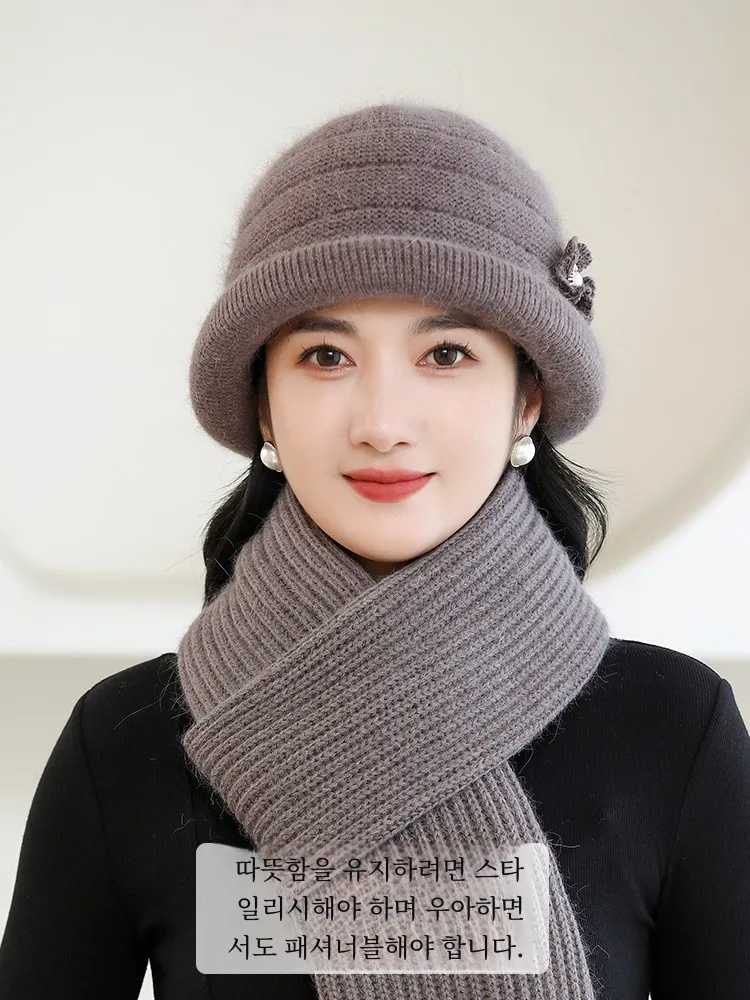 Шапка бабушка зимняя теплая шапка из кроличьего меха для женщин среднего и