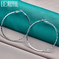 doteffil 925 sterling silver round big 50mm hoop earrings for woman wedding engagement party fashion charm jewelry