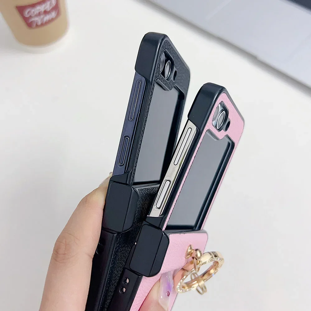 Роскошный кожаный чехол для телефона с текстурой личи Samsung Galaxy Z Flip 6 5 4 3 ZFlip6 Zflip