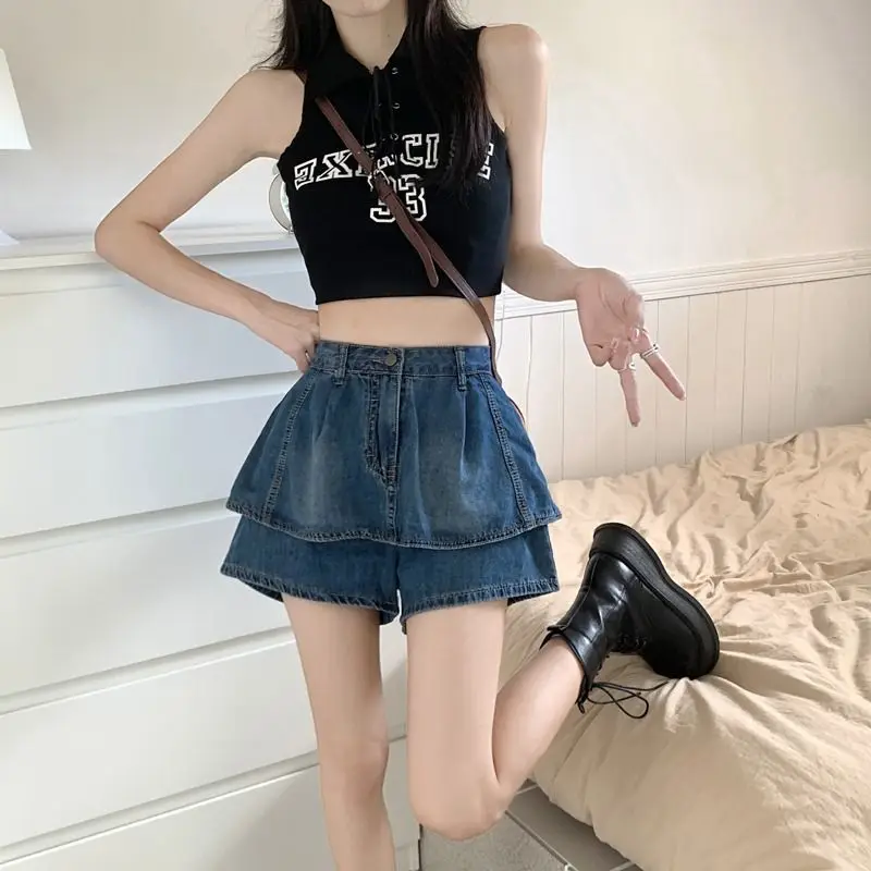 Y2k Skirt For Women 2023 Summer Sexy Mini Denim Skirt Ladies Shorts Jeans Pants Casual Korean Style Female A line Puffy Skirt
