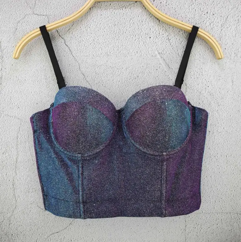 Mesh Push Up Bralet Sexy Corset Summer Crop Top Women Boning Bustier Backless Padded Camisole Tops Low Cut Cropped