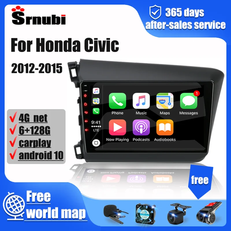 $86.62 For Honda Civic 2012 - 2015 Android 11 Car Radio Multimedia Video Player 2Din Navigation Head Unit Stereo Audio Carplay Speakers